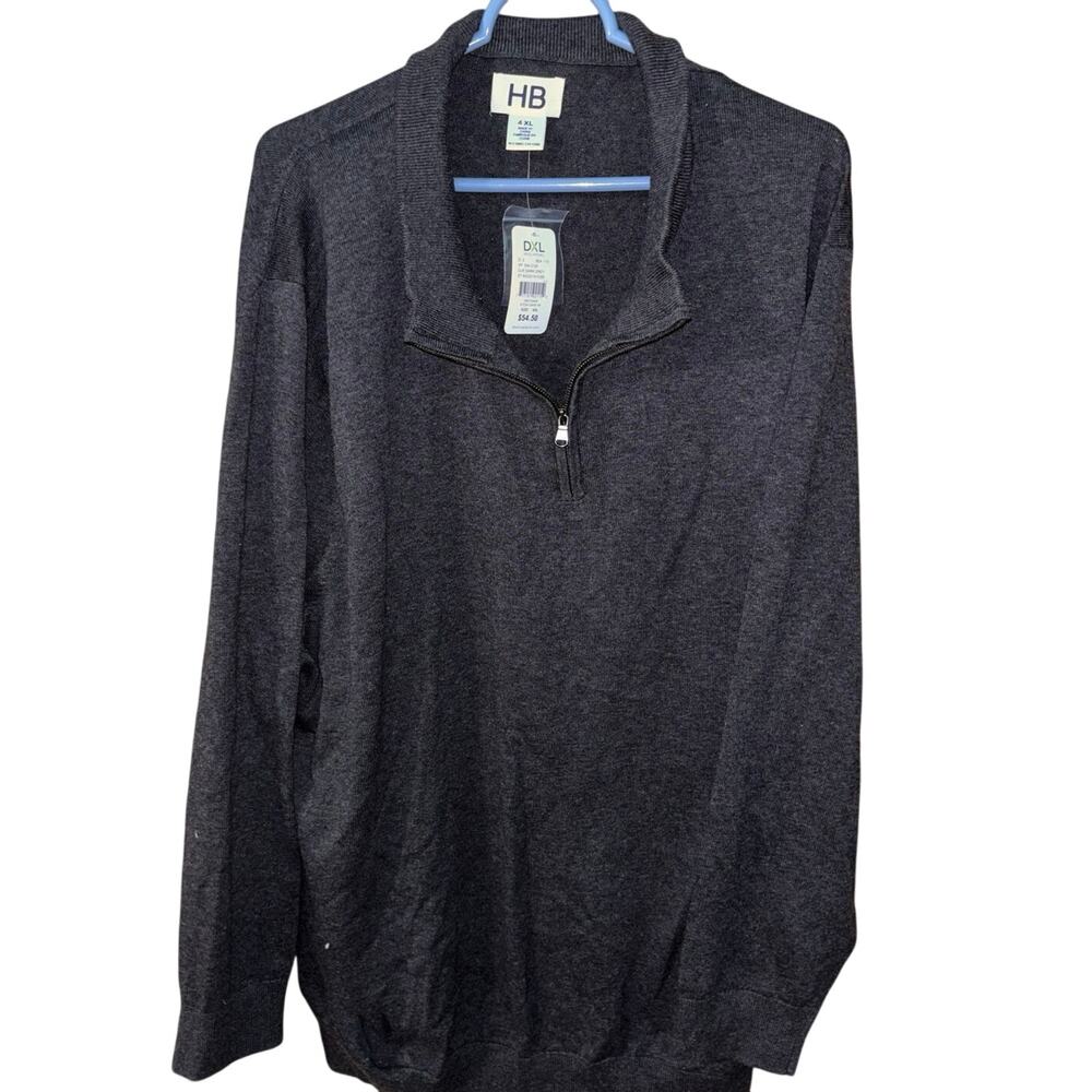 HB men’s gray DXL Men’s Warehouse quarter-zip cotton sweater NWT (4XL)